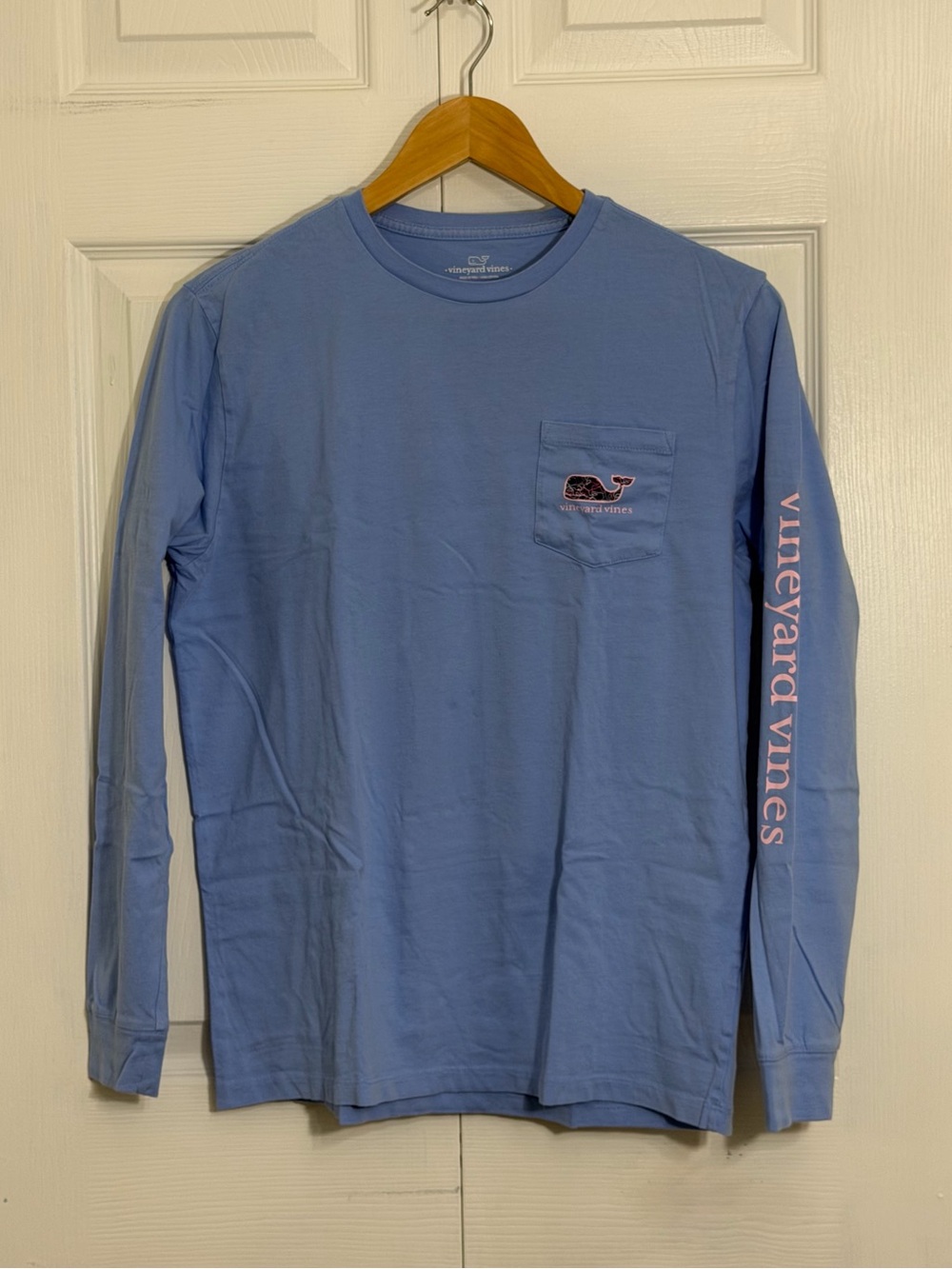 Vineyard Vines Light Blue Long Sleeve Pocket Tee, Kids Size XL/18